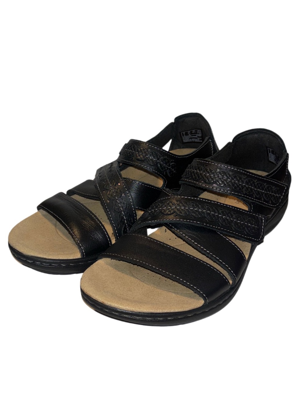Clarks Laurieann Holly slip-on comfort flat sandals woman's size 5.5 black